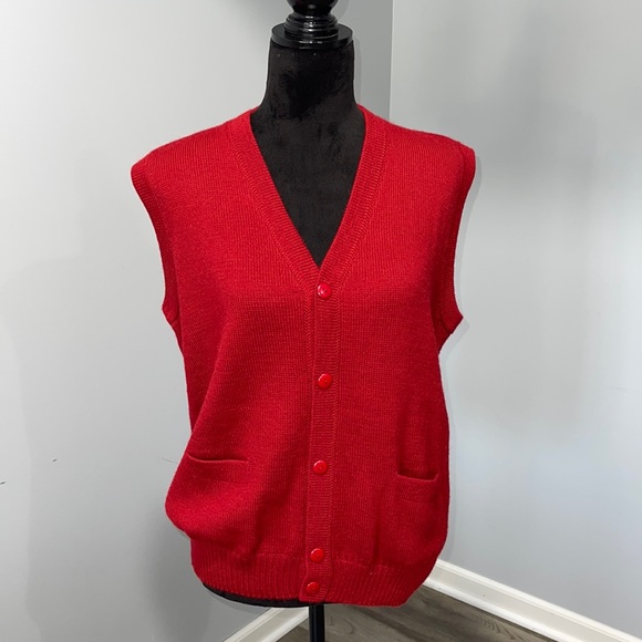 Evan’s Baby Alpaca made in Peru red sleeveless vest - Picture 1 of 10